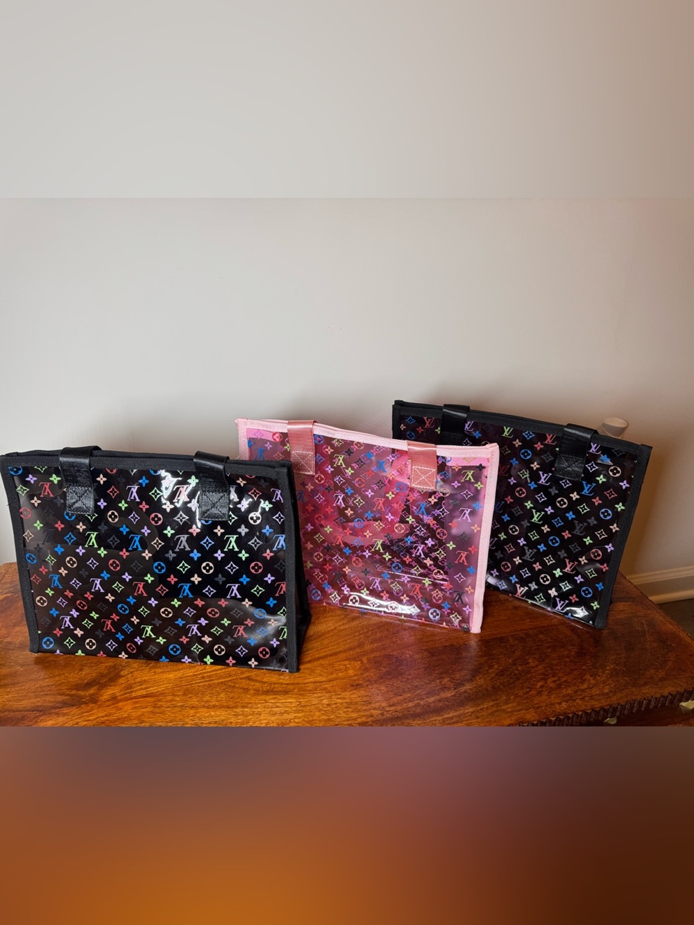 Colorful Transparent Tote Bag. No Brand. Brand New. Set of 3.